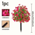 Details of the artificial violet flower stake showing realistic petals and detachable design. - Rose Red