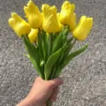 Artificial PU tulips yellow flower bouquet for home decor and wedding arrangement - Yellow