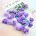 Purple PE Foam Rose Heads 3.5cm Artificial Flowers for Wedding Party DIY Home Decor Craft - Purple