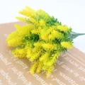 Artificial lavender flower bouquet plastic plant yellow decorative flowers for home and office - 10 Branches / Yellow