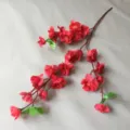 Artificial peach blossom branch silk flower for home decoration and wedding party props detail shot - Bright Red