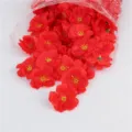 Artificial red plum flower heads for wedding decoration DIY craft artificial flower materials - 100 Pieces/Pack / Red