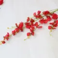 Artificial red dancing orchid silk flowers 5-fork faux floral stems for home decor living room - Red