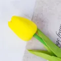 Yellow PU Tulip Artificial Flower Single Stem Fake Floral Home Table Decor Variant - Yellow