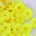 Yellow artificial silk plum blossom flowers, bulk floral decor for wedding, DIY crafts, and props. - 100 Pieces/Pack / Yellow