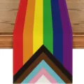 Vibrant progress pride flag table runner for dining table and home party decoration. - 33x90 / Pride Flag Style
