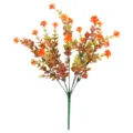 Artificial eucalyptus leaves 7-fork autumn plant fake flower for home garden decoration - Autumn Red 7-Fork Eucalyptus with Rose