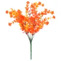 Artificial Eucalyptus Leaves 7 Forks Fake Autumn Plants Home Garden Outdoor Decor - Orange 7-Fork Eucalyptus with Rose