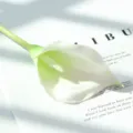 Mini lys arum PU artificiel fleur une seule branche fausse plante deco mariage. - Blanc Vert