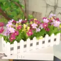 30cm white fence artificial flower set potted home desktop decorative silk flower arrangement - Small Floral Purple Red