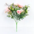 Artificial pink rose hydrangea flower bouquet for wedding photography props and home decor - Pink