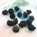 Pack of artificial black PE foam rose heads for wedding party DIY home decor crafts. - 12# Black