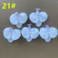 Artificial phalaenopsis orchid flower heads, white with purple spots for DIY decoration. - 21#