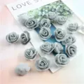 Grey PE foam artificial rose heads, 3.5cm bulk flower heads for wedding party DIY home decor. - Gray