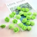 3.5cm green foam rose flower heads for wedding party DIY home decoration crafts pack - Fruit Green