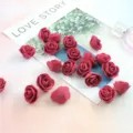 Artificial foam rose flower heads for wedding party DIY home decoration, 3.5cm red. - Burgundy