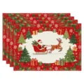 Christmas linen placemat set holiday table decoration tableware mat festival party decor - Santa Claus And Reindeer Style (款式-1)
