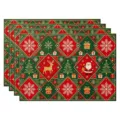 Christmas placemats set red green holiday table mat festive dining decor winter tablecloths - Red Green Plaid Santa And Deer Style (款式-13)