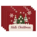 Christmas linen placemat red table mat decorative tableware for holiday party dining table decor - Red Background Hello Christmas Style (款式-17)