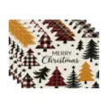 Christmas linen placemat set festive table mat buffalo plaid holiday party dining decor - Plaid Christmas Tree Style (款式-2)