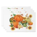 Thanksgiving linen placemats set of 4 autumn pumpkin sunflower table mats for holiday party decor - 30*45cm / Style 1 (Pumpkin Sunflower)