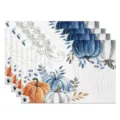 Thanksgiving autumn linen placemats set decorative pumpkin watercolor table mat for party - 30*45cm / Style 11 (Vintage Script Pumpkin)