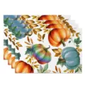 Thanksgiving pumpkin linen placemats set of 4 autumn table decorative dining mats for home party. - 30*45cm / Style 12 (Pumpkin Autumn Leaf)