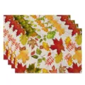Fall harvest autumn leaf table placemats set of 4 pieces linen dining table mats decor - 30*45cm / Style 13 (Maple Leaves)