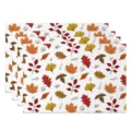 Autumn Thanksgiving linen placemats set table decoration for party dining room home 4pcs - 30*45cm / Style 18 (Maple Ginkgo)