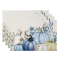 Autumn Thanksgiving linen placemats set of 4 watercolor blue pumpkin table mats decor for dining. - 30*45cm / Style 22 (Blue & White Pumpkin)