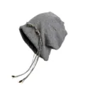 Böhmische retro perlenquaste slouchy strick mütze hut für herbst und winter im freien. - Einheitsgröße / Grau