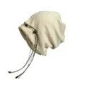 Boho Stil Perlen Quaste Slouchy Strick Mütze Beanie Winter Warm Kopfbedeckung Neu - Einheitsgröße / Beige