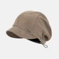 Retro kurze Krempe slouchy Mütze Damen Herbst vielseitig gesichtschlanker Beanie Stil - L (57-62cm) / Kaffeebraun