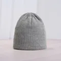 Cozy grey knitted beanie hat for autumn and winter, warm casual solid color retro style. - One Size / Gray