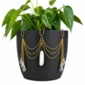 Gold Crystal Plant Pot Hanging Ornament Suncatcher Retro Home Decor Potted Plant Pendant - White Natural Stone Style