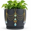 Crystal plant pot hanging ornament gold chain butterfly suncatcher for indoor potted plants decor - Butterfly Style