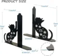 Cute black metal cat bookends for desktop decoration, durable book support with anti-slip pad. - Printed Cat Style / 1 Set
