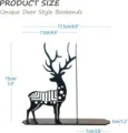 Metal deer bookend dimension detail showing height, width and base size for desktop organization. - Printed Deer Style / 1 Set