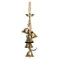 Brass witch wind chime with vintage bells, winged key, and moon charm for door decor. - Wing Key Five Bells / 1-Piece / Bronze