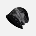 Amerikanische Vintage Letter Jacquard Strickmütze Damen Herren Herbst Winter Warme Beanie - L (56-62cm) / Schwarz