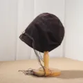 Ethischer Batik Fransen Schlapphut Damen Herbst Vintage Beanie Mütze Detail Ansicht - Einheitsgröße / Kaffeebraun