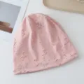Rosa distressed Strick Slouchy Beanie Mütze für Damen, atmungsaktiver dünner Frühlings-Retro-Stil. - Einheitsgröße / Rosa