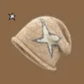 Khakifarbene Strickmütze mit Sternmuster, warme Freizeitmütze für Herbst und Winter - Einheitsgröße / Khaki
