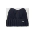 Kuschelige Damen Mütze mit Katzenohren, warme Strickmütze für den Winter mit Umschlag. - Marineblau