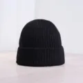 Bonnet en tricot noir hiver chaud unicolore bonnet skull casual unisexe outdoor bonnet thermique - Noir
