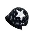 Koreanische süße Stern-Polka-Dot-Slouchy-Mütze für Damen, atmungsaktive Sommermütze. - Zwei Sterne Schwarz Punktemuster