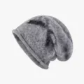 Damen Winter warm Strick Slouchy Beanie Mütze grau Mode lässig Alltag weiche Kopfbedeckung - L (57-65cm) / Grau
