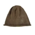 Koreanische braune Strickmütze gewaschene Oversize Haube mit Stern Nieten Detail gemütlich warm - Einheitsgröße / Kaffeebraun