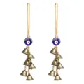 Evil eye wind chime with hemp rope and metal bells for garden and home decor main view - Evil Eye Bell Style (2 Piece Set) / 2 Pieces/Pack