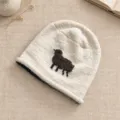 Gemütliche Strickmütze mit niedlichem Schafmuster, weiche Wintermütze für Damen. - Einheitsgröße / Beige